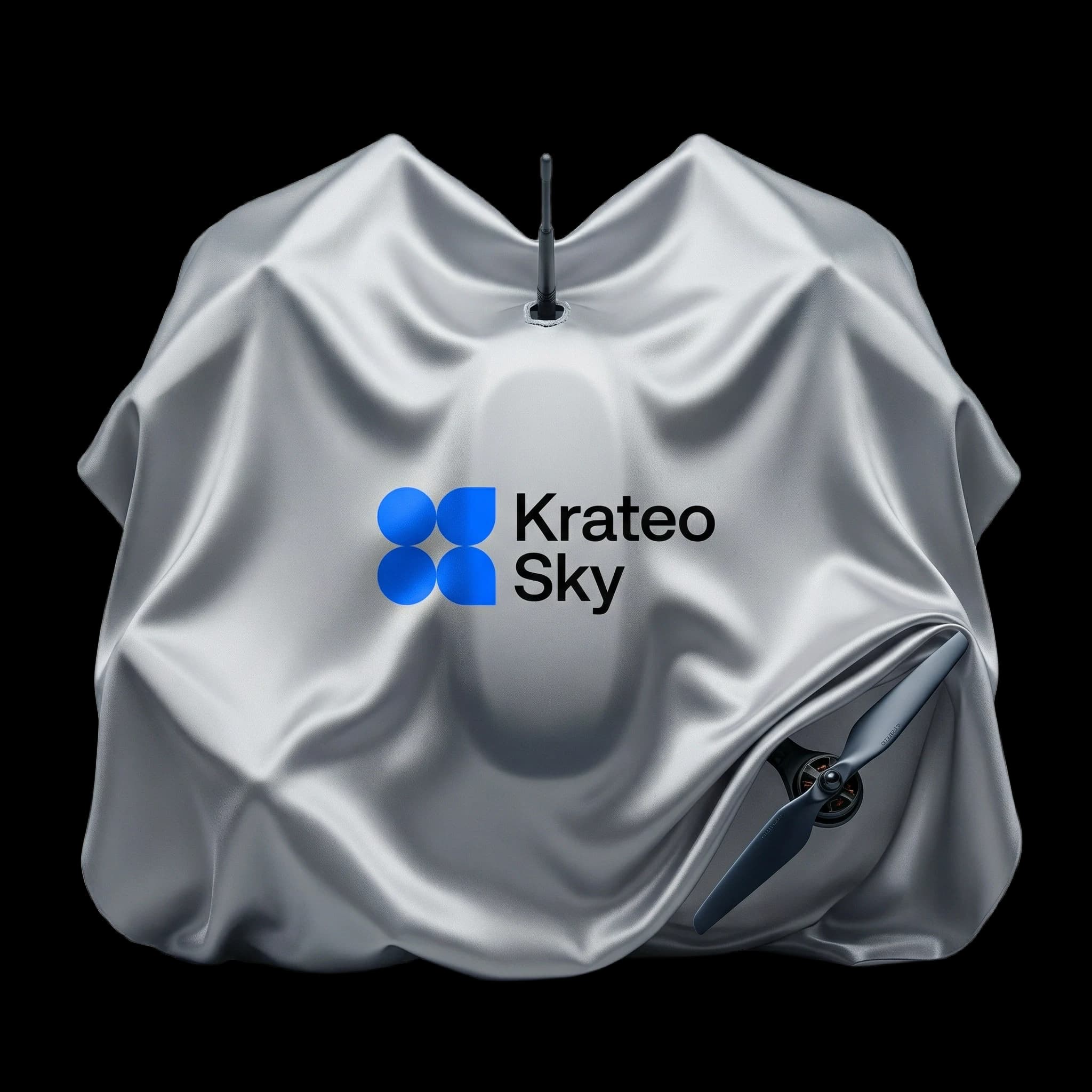 KrateoSky aerial platform concept view 3 — shrouded airframe and payload configuration